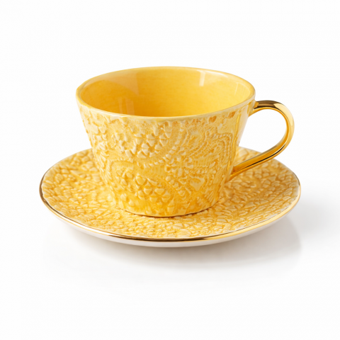 Yellow tea cup&saucer