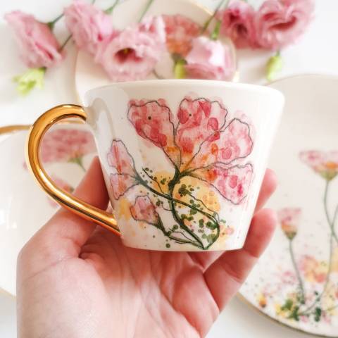 Pink Poppy coffee cup