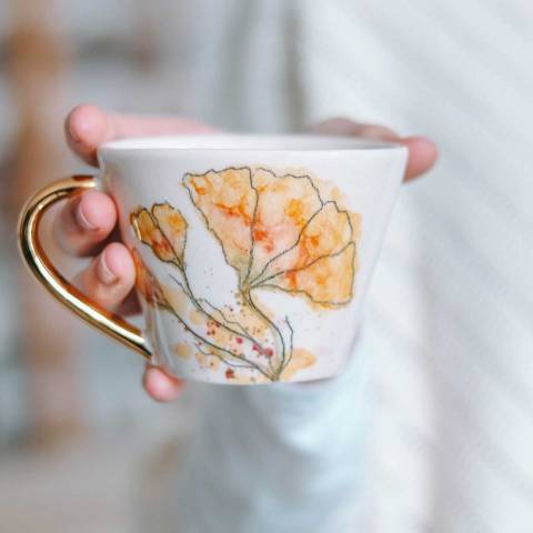 Yellow Poppy coffee cup