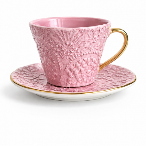 Pink coffee cup&saucer