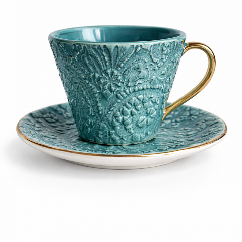 Verde pavone coffee cup&saucer