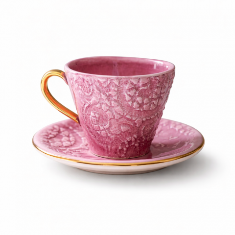 Roza espresso šalica i tanjurić
