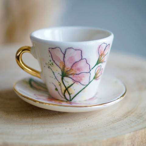 Pink Poppy espresso cup&saucer