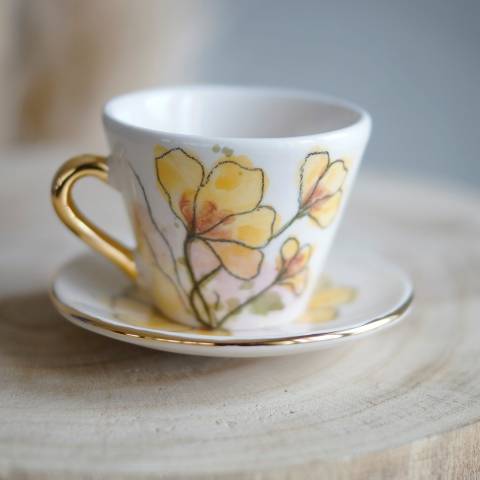 Yellow Poppy espresso cup&saucer