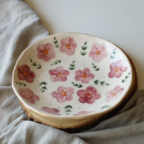Pink flower bowl