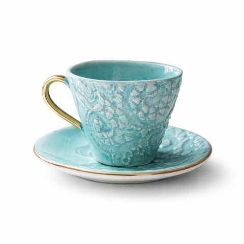 Plava espresso šalica i tanjurić