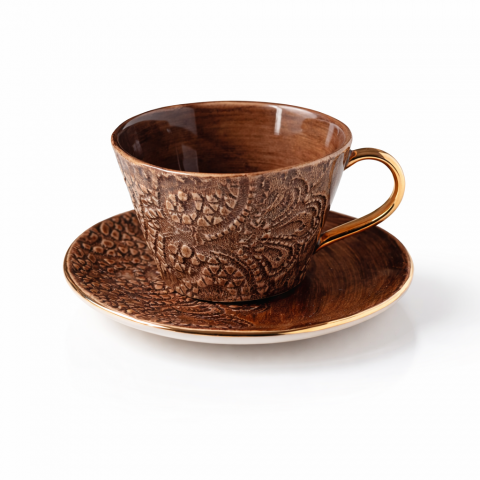 brown tea cup&saucer