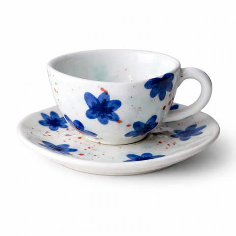 Flower šalica i tanjurić plavi cvijet