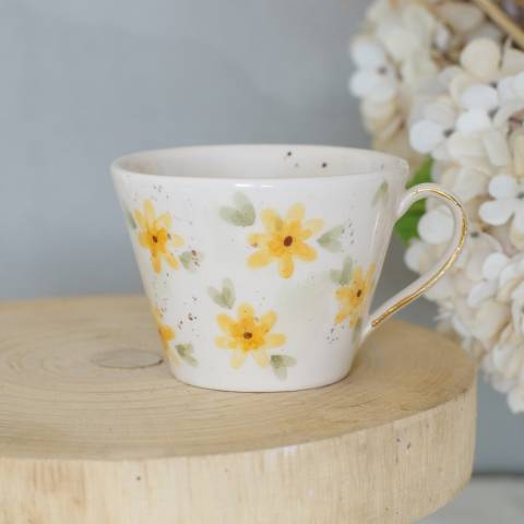 Yellow tiny flower coffee cup