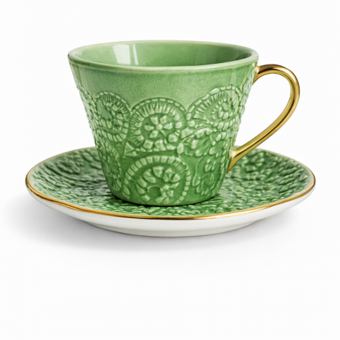 Green coffee cup&saucer