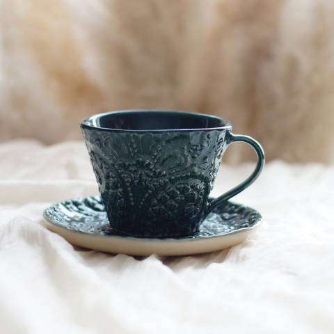 Green coffee cup&saucer classic