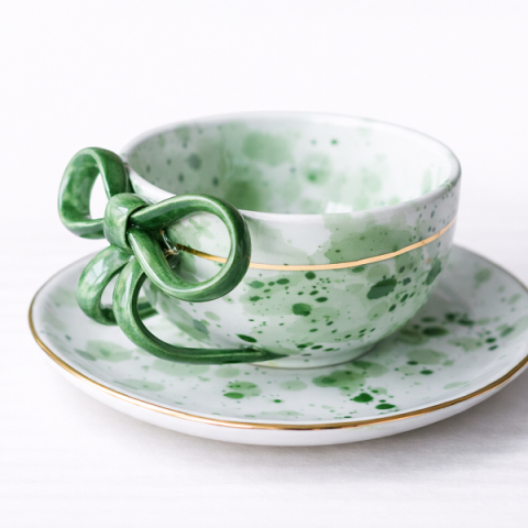 Green bow cup&saucer 300ml