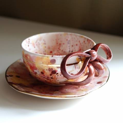 Brown bow cup&saucer 180ml