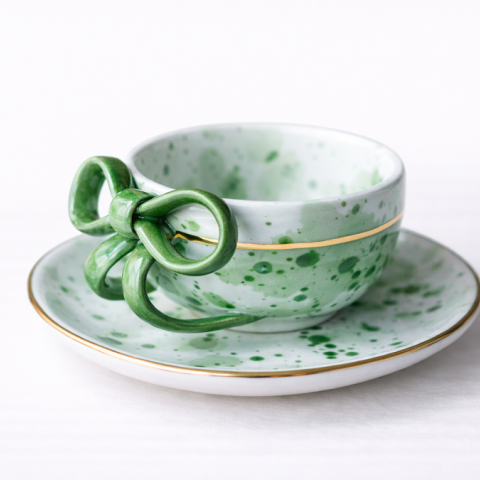 Green bow cup&saucer 180ml