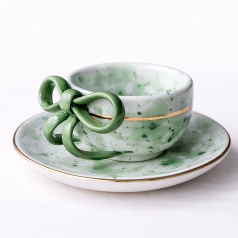 Green bow cup&saucer 60ml