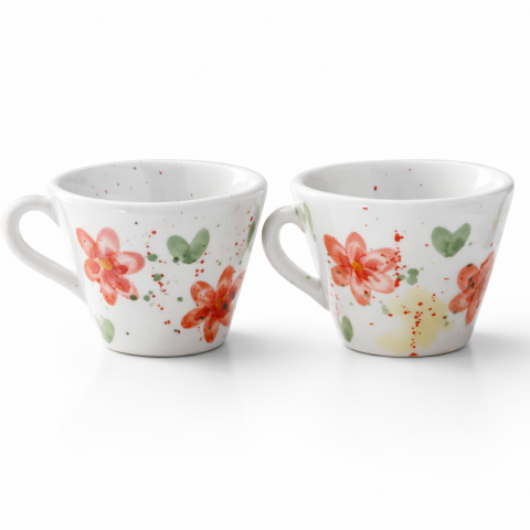 Espresso cup set red flower