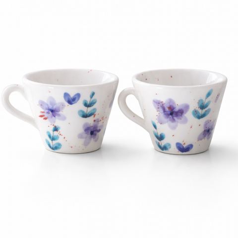 Espresso cup set purple flower