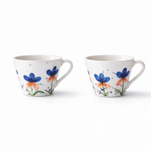 Espresso cup set red/blue flower