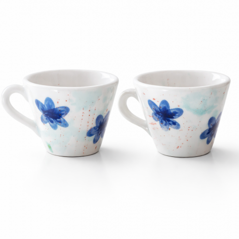 Espresso cup set blue flower