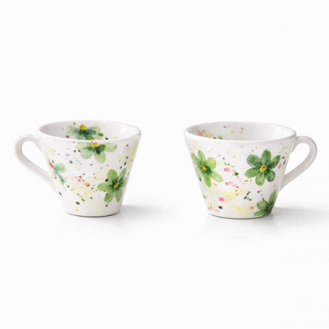 Espresso cup set green flower