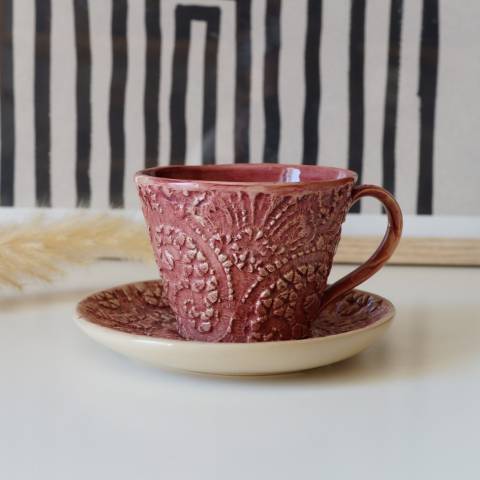 Pink coffee cup&saucer classic