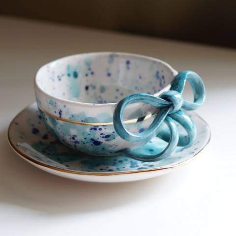 Blue bow cup&saucer 180ml